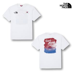 국내매장판 노스페이스 반팔티 PO 팀코리아 컬러링 반팔 라운드 로고 그래픽 여름 티셔츠 OT7UQ18A
