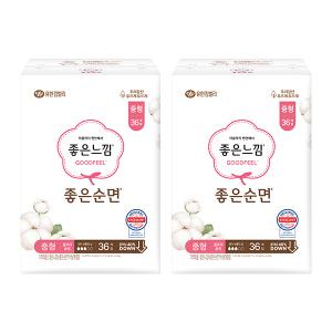 좋은느낌 좋은순면 날개형 울트라슬림, 중형, 36매, 2개
