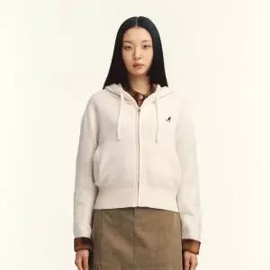 [캉골](타임스퀘어점패션관)우먼스 니트 후드 집업 1893 아이보리