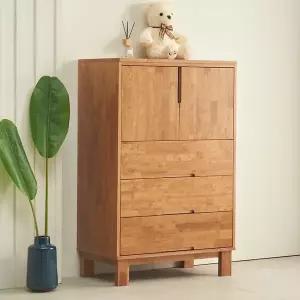 [우아미가구]소우치 고무나무 원목 도어형 5단서랍장 800