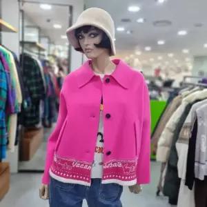 베네통/애플아울렛/밑단 배색 모직 숏 코트/BACT58361