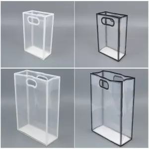 해피J보따리 심플 사각 손잡이 투명 쇼핑백 PP재질 바닥 종이받침 답례품 선물포장 다용도 포장백