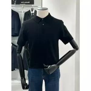 [트루젠]남성 여름 COOL 블랙 워셔블 레귤러핏 반팔 카라 니트 티셔츠