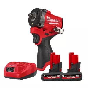 밀워키 M12 FIW2F38-502 충전 임팩트 렌치 12V 5.0Ah 고출력 배터리 2개 세트