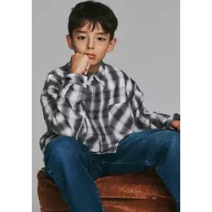 [롯데백화점]블루테일 그레이 체크 셔츠AZG1BL02GY