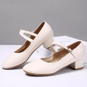 여성라인 댄스화 흰색 4cm 재즈화 댄스 메쉬