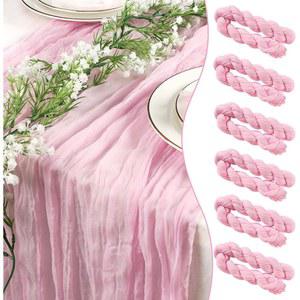 90*300CM 연분홍 치즈클로스 테이블 러너 보헤미안 거즈 원단 소박한 시어 브라이덜 웨딩 샤워용 의자 커버