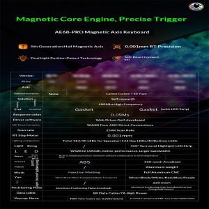 뉴에버글라이드 AE68Pro 사이렌 마그네틱 축 게이밍 키보드 오리지널 더블 램프 포지션 RT0.001MM/ADC 다이
