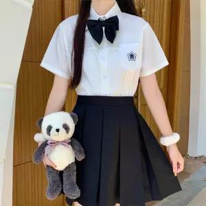 화이트 포켓 반팔셔츠 블라우스 세라복 교복세트