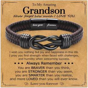 아빠 아들 손자 남자친구 남편 WIKHIA 선물 생일 크리스마스 기념 발렌타인데이 남성 멋진 인피니티 가죽