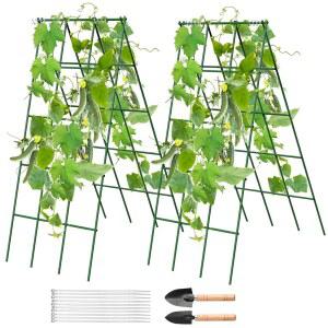 오이 트렐리스, 오이용 트렐리스 2팩, 야외용 침대 등반 식물 지지대, A프레임 정원 프레임, 채소, 완두콩, 토마토, 스쿼시, 멜론 및 과일 프레임에 사용됨