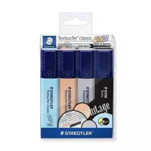 스테들러 형광펜 빈티지세트 364 CWP4 4색 하늘.검정.회색.베이지 갑(10개입) (WFKFOZ8)