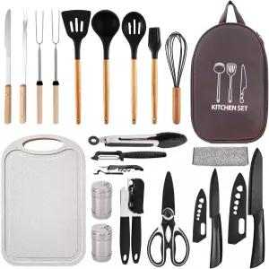 팬실링 실리콘 캠핑 요리 세트 자동차 필수품 주방 RV 도구는 선물이 있어야 합니다 여행 하이킹 피크닉을