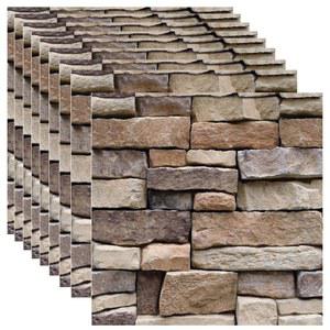 Veczom 10피스 3D 벽 패널 벗겨서 붙이기, 3D 벽돌 벽지 벗겨서 붙이는 PVC 스톤 벽 패널 자체 접착 방수