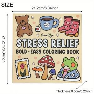 1pc Coco Wyo 스트레스 해소 성인 색칠 공부 책 두꺼운 종이 페이지 22개 대담한 디자인 배터리 필요 없음