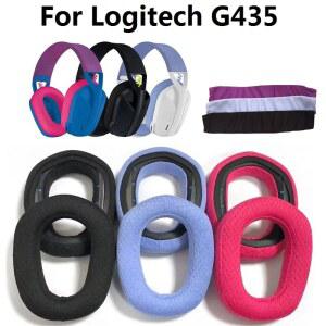 Logitech G435 게임용 헤드폰 교체 용 헤드 밴드 테이프 이어 커버 귀마개 귀 베개 짠 헤드 밴드 용 메쉬 이어 패드