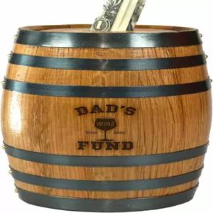 수제 나무 오크 와인 돼지 저금통 - 실제 현금 지폐 및 동전을 위한 절약형 아빠 펀드 각인이 있는 대형