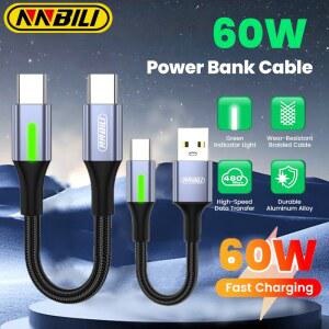 NNBILI 0.25-0.5m 짧은 USBC 케이블 66W USB A-Type C 고속 충전 (아이폰 15, 화웨이, 삼성 휴대용 보조 배터리 케이블)