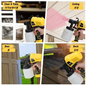 Hilda 전기 스프레이 건 유선 노즐에 조절 가능한 흐름 제어 기능이 있는 노란색 단일 휴대용 홈 페인트