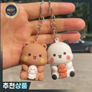 '부부 두두 사랑해요라고 말하는 음성 장난감 열쇠고리 이에르 판다 곰 발광 애니메이션 피규어 휴대폰 장