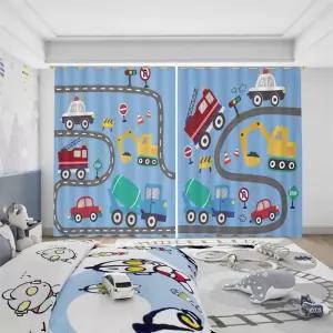 아이방 자동차 그림 캐릭터 창문 커튼 가리개 3종