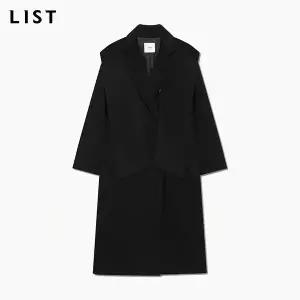 [매장 정품]  리스트 울 숄 카라 더블 핸드메이드 코트 BK