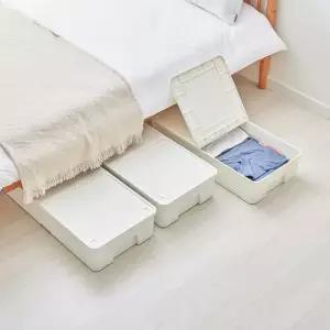 씨밀렉스 침대 밑 틈새 슬림 정리 수납함 언더베드 리빙박스 54L 그레이 1개