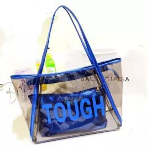 TOUGH블루 파우치포함 투명비치백 쇼퍼 숄더 가방 물놀이 수영 목욕 여행 방수 치백