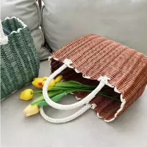 투톤 컬러풀 소형 여름감성 대형 스타일백 휴양지룩 피크닉가방 라탄백 여름토트백