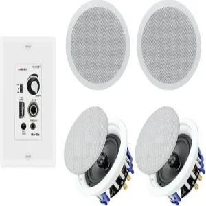 6.5인치 640W 천장 스피커(2쌍)가 장착된 벽 블루투스 앰프 볼륨 제어 수신기 월 플레이트의 Herdio 홈