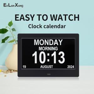 7인치 디지털 데이 클락 포토 프레임 캘린더 알람 LCD 다국어 표시 기능 위한 약