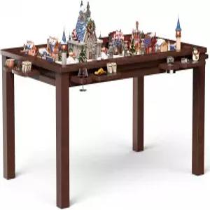 4-6인용 TEROL 컨버터블 보드 게임 테이블 넓은 공간 클린엣지 상판 미끄럼 방지 플레이 매트 컵 홀더 및