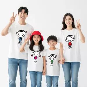 핸드아트 가족티/호칭/교회/단체티/패밀리룩/돌사진촬영 한글 웃음가족반팔