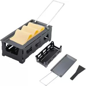 미니 치즈 라클렛 휴대용 접이식 논스틱 그릴 캔들라이트 멜터 팬 주걱 포함