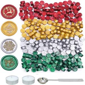 SWANGSA 360 피스 골드 레드 그린 왁스 1피스 티 캔들 스푼 씰 키트와 2피스 비즈 왁스용 씰링