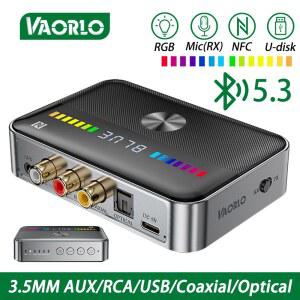 차량용 블루투스 리시버 DAC NFC Bluetooth 수신기 송신기 디지털 아날로그 변환기 RGB USB 5MM AUX RCA 동축 오디오 어댑터