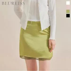 [블루레이스] 샤틴 배색 미니 스커트_B6S1SK8080