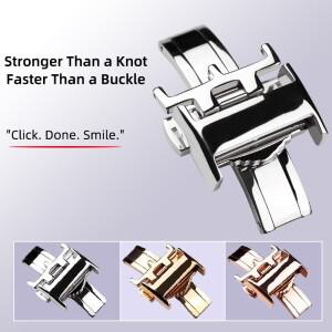 [호환품]Longines 시계 버클 액세서리 스테인레스 스틸 버터 플라이 더블 버튼 14mm 로즈 골드 스트랩 걸쇠