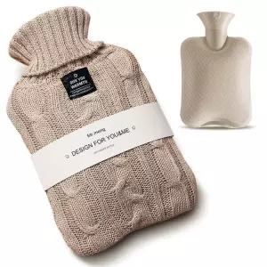 핫팩물주머니 니트 보온 물주머니 베이지 허리 배 찜질 캠핑 학교