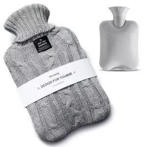 핫팩물주머니 니트 보온 물주머니 그레이 허리 배 찜질 캠핑 학교