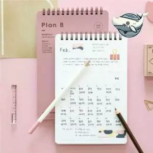먼슬리위클리 공부 계획 스프링 노트 학생용 플래너 달력형