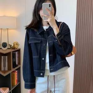 [하프클럽/]오버핏 빅포켓 데님 자켓 blk004472