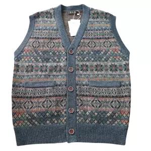 남자 니트조끼 트 울 가을 에스닉 따뜻한 스트라이프 포켓 겨울