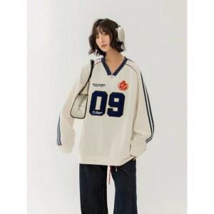 루즈핏 소매 저지 스타일 운동복 커플의 크루 편지 야구 놓은 남자 트렌드