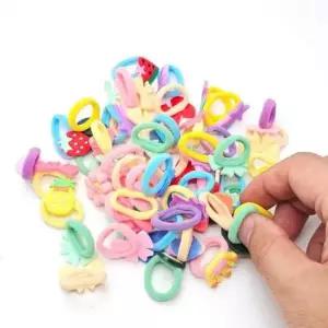 [반려] 부드러운 컬러 캐릭터 대용량 머리끈 50개