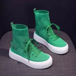 하이탑 통굽 니트 굽높은운동화 슈즈 여자 키높이