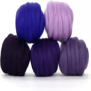 레볼루션 섬유 혼합 메리노 울 버라이어티 팩 - 퍼플 디스코 방적 롤라그 니들 펠팅 습식 태피스트리 직조