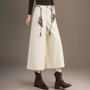 바지 캐주얼 겨울 가을 하이웨스트 일자 슬랙스 슬림핏 여자바지 PU 레자 7부 원템4