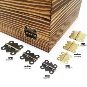 12pcs 골동품 황동 황금 나비 모양 보석 가슴 수집 나무 음악 상자 와인 케이스 인형 집 캐비닛 도어 경첩