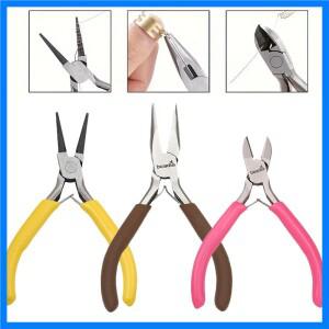 3개 쥬얼리 제작 펜치 세트 - 바늘 코 체인 코 둥근 코 및 와이어 커터 - 쥬얼리 수리 와이어 포장에 적합